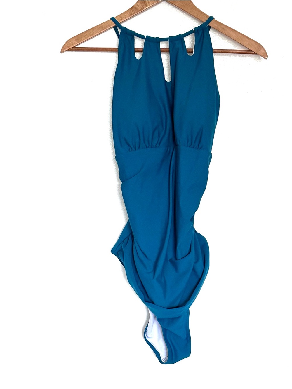 Cupshe Swimsuit Women’s XXL Teal Halter Neck Ruched One Piece Bathing Suit
